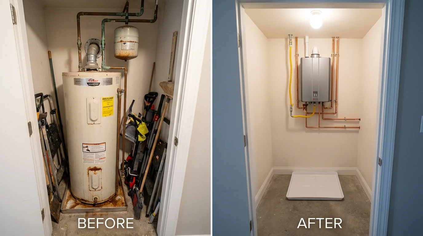 Tank water heater versus wall-mounted tankless unit comparison for Georgetown, OH homeowners